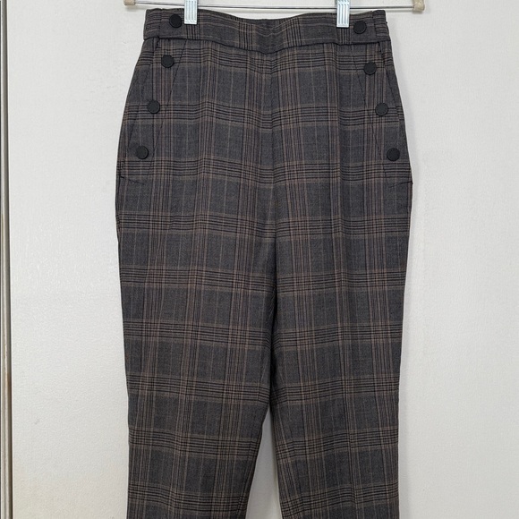 Sandro Paris Plaid Print High Waist Trousers - Picture 6 of 6